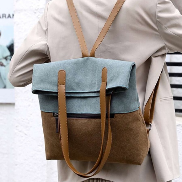 Handbags - boho color block vegan leather mini backpack